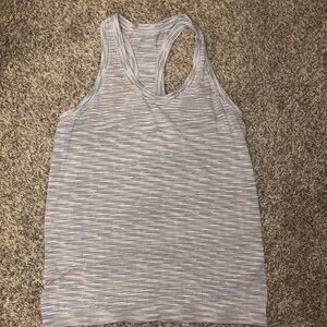 Athleta Gray Striped Tank Top